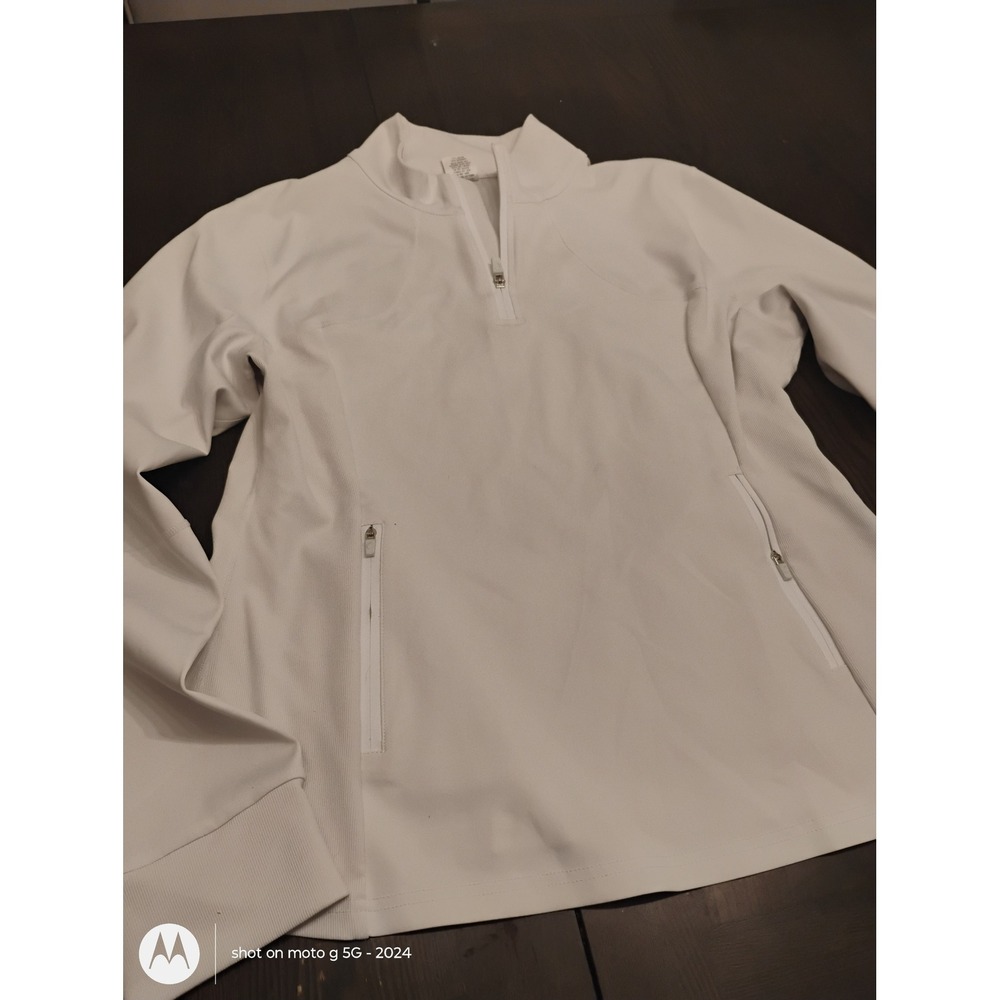 Zyia Active White Quarter Zip Pullover Jacket 2XL Athletic Workout Top